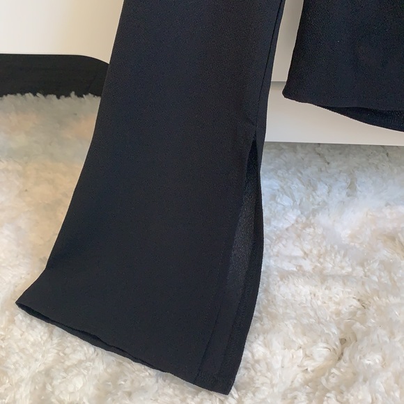 Tiger Mist | Black Long Sleeve Crop Top with Neck Ties - Picture 4 of 6